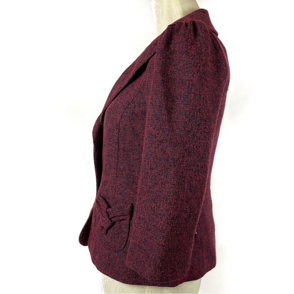 Classiques Entier Red & Black 3/4 Sleeve Tweed Blazer Size XS - Picture 4 of 13